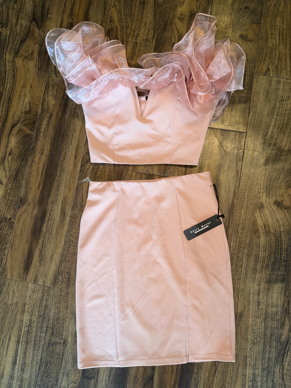 Haute Monde Blush Pink Two-Piece Pencil Skirt Set
